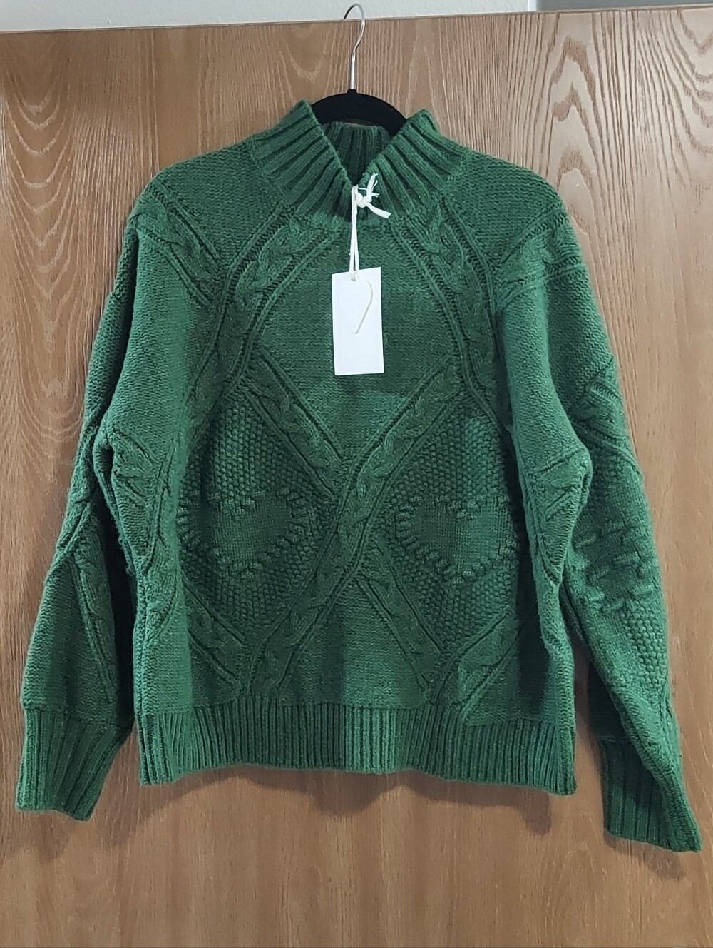 NWT Aelfric Eden Forest Green Cable Knit Sweater Woman's Size M